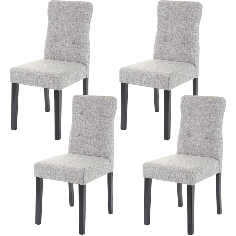Mendler - 4x chaise de salle à manger HWC-E58, fauteuil - tissu gris, pieds foncés