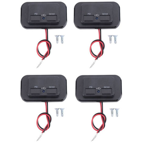 4X Chargeur de Voiture USB+PD Prise 12V/24V SéParateur de Charge USB Adaptateur Secteur pour Moto Camping-Car-Camion ATV Bateau Voiture RV