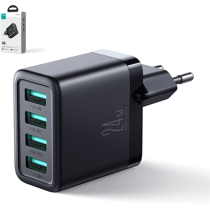 4x chargeur secteur USB-A 24W 4,8A, noir