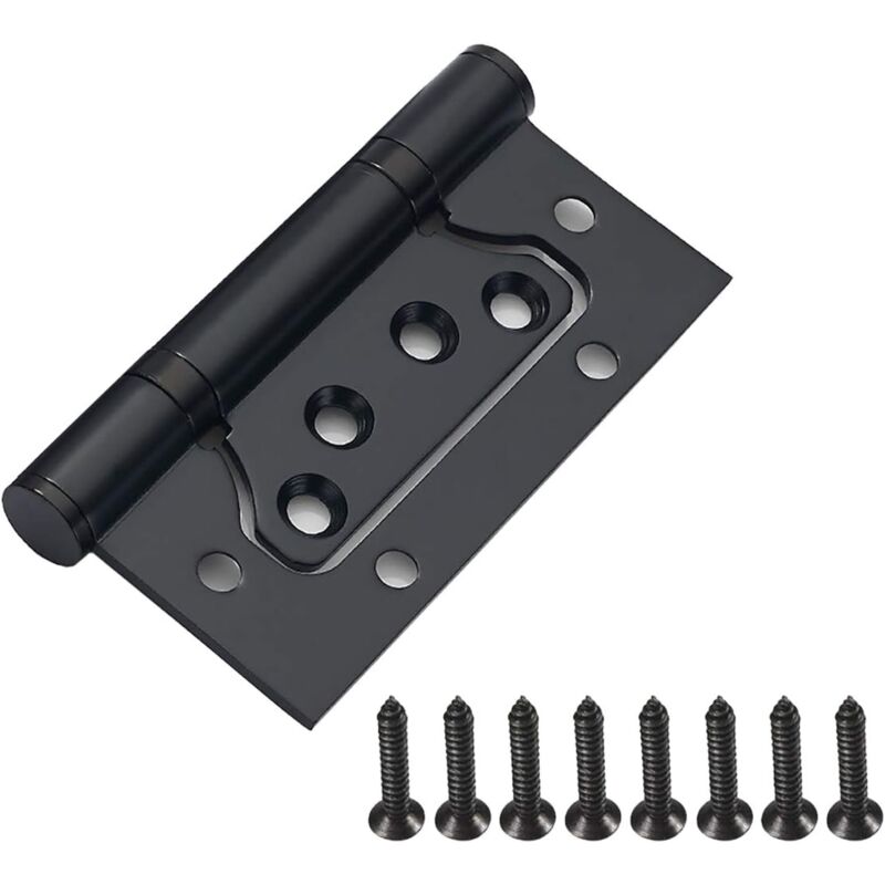 4x Charnières en Acier Inoxydable, 4 Pouces Rectangulaire Feuille 100mm Charnières de Porte, Noir