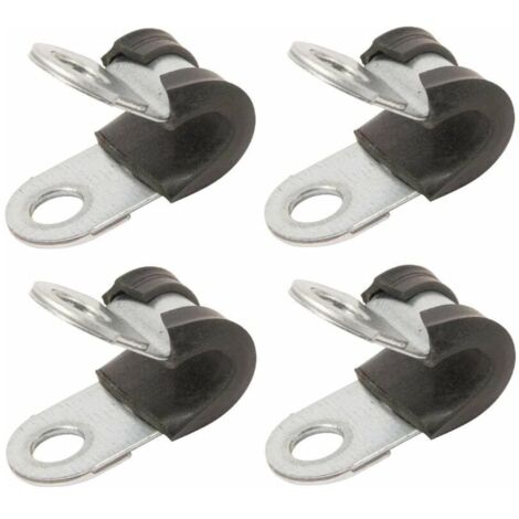 4x colliers de serrage métallique avec insert caoutchouc diamètre 8mm fixation tube P clip serre cable tuyau conduit collier