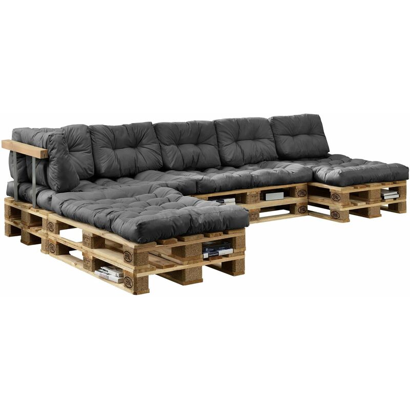 Helloshop26 - 4x coussins de Siège et 6x coussins de dossier pour canapé palette gris - Gris