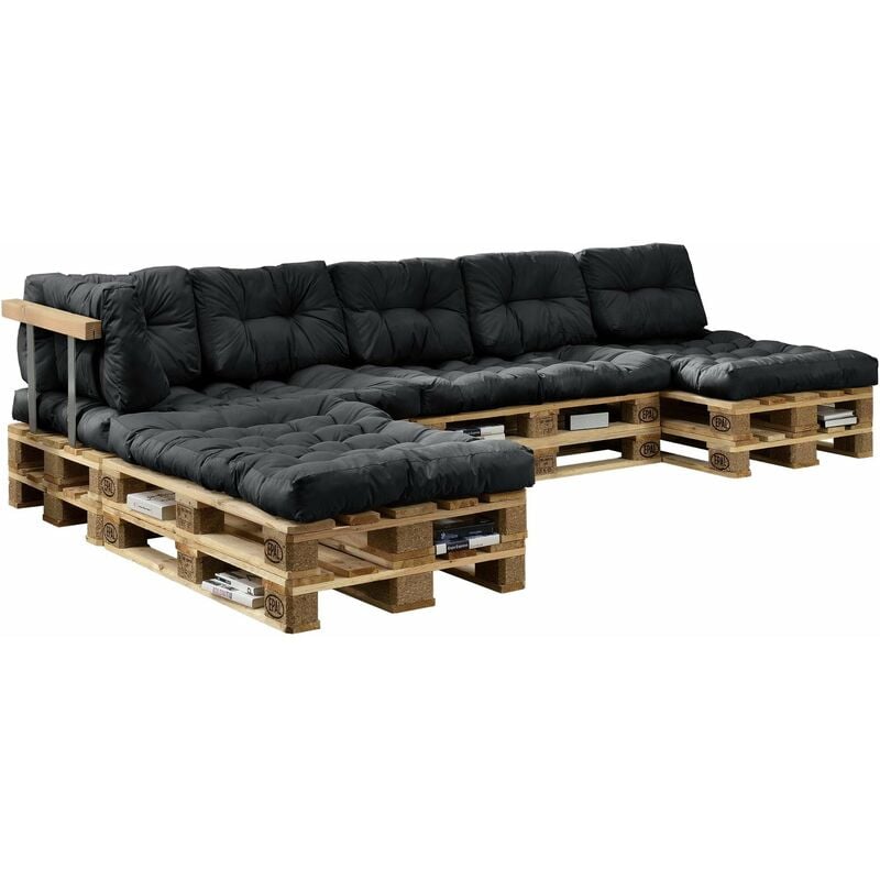 Helloshop26 - 4x coussins de Siège et 6x coussins de dossier pour canapé palette gris foncé - Gris