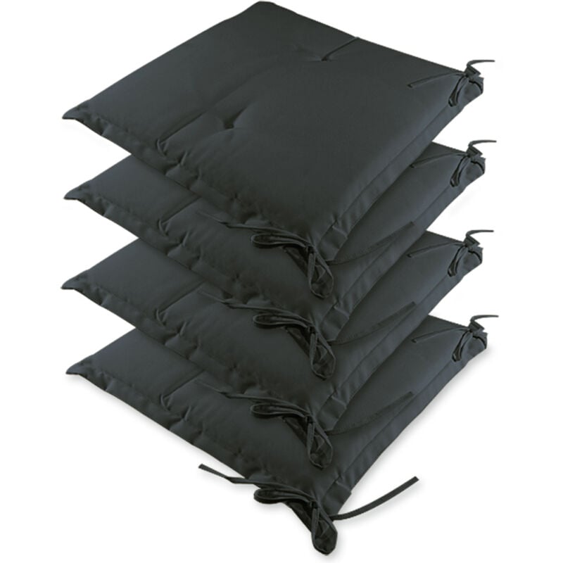 Detex - 4X Coussins de Chaise Sydney Outdoor Hydrofuge 41x37 cm Coussin d'assise Garniture chaise de jardin Gris