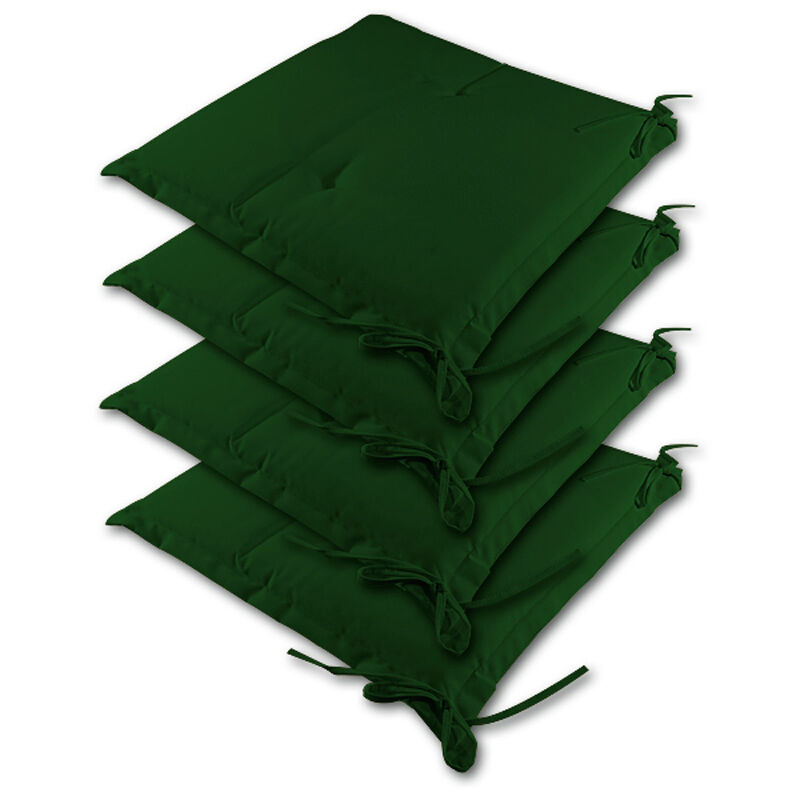 Detex - 4X Coussins de Chaise Sydney Outdoor Hydrofuge 41x37 cm Coussin d'assise Garniture chaise de jardin Vert