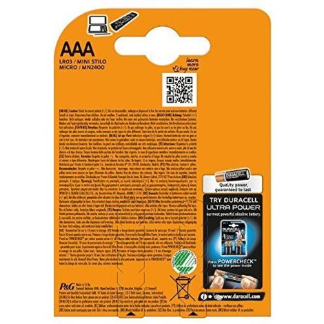 4x Duracell MN2400 Plus Power Micro AAA Batterie 1,5V