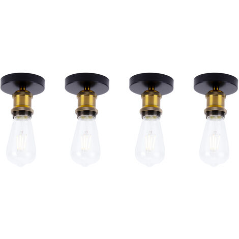 4X E27 Portalampada Plafoniera, Vintage Retro Lampada da Soffitto Edison Supporto per Cucina Camera da Letto (Bronzo)