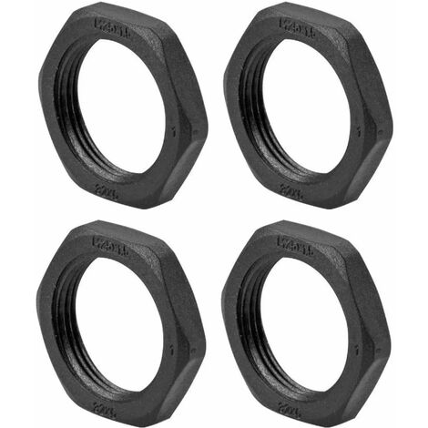 4x Ecrou pour presse étoupe en polyamide PA noir filetage PG forme 6 étoiles Fermeture Câble Fils Etanchéité Protection Stabilité, PG13,5