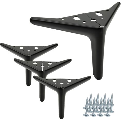4x Elegantes Möbelbein Anchor, mattschwarz, Höhe 12 cm