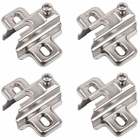 4x Embase cruciforme à visser pour charnière en croix à coulisser Porte Meuble Placard Cuisine Salle de bain Caisson Fixation Ajustable Réglable Ouverture Fermeture, 2mm sans vis euro