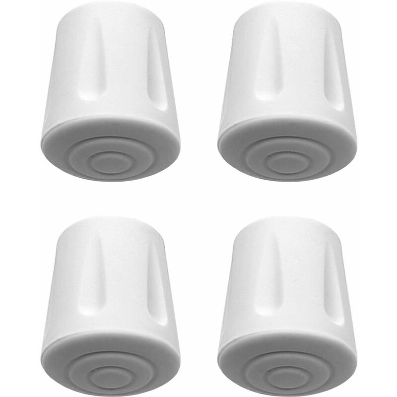4x Embout pied de chaise renforcé antidérapant caoutchouc EPDM table tabouret béquille canne, diamètre 22mm blanc