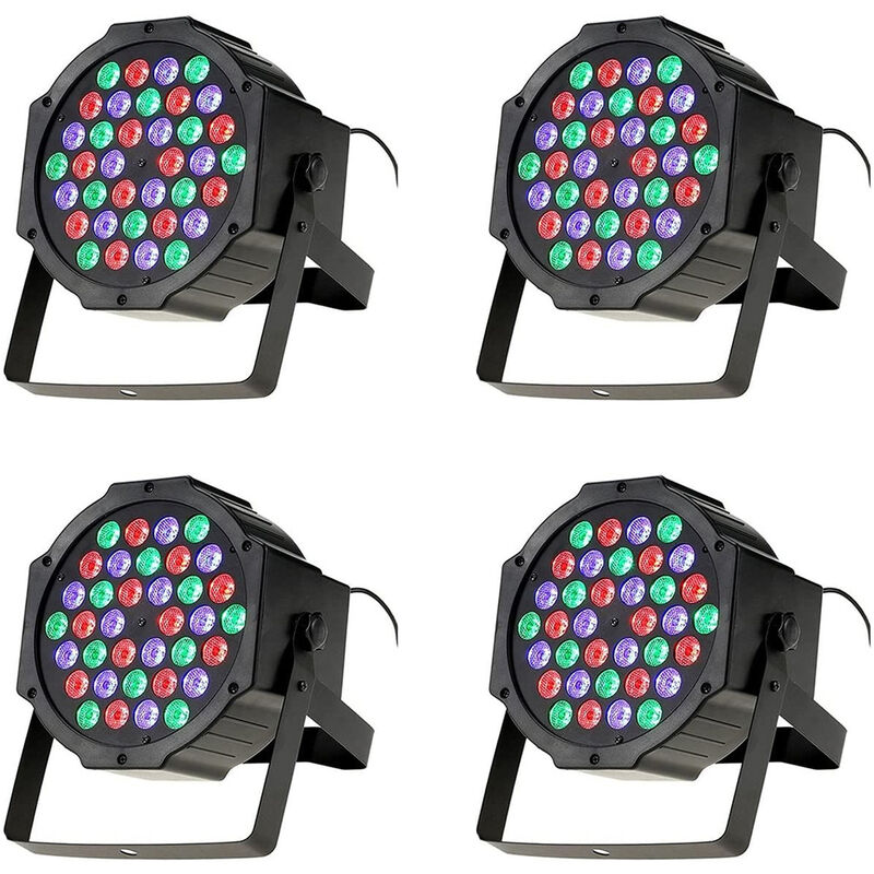 Image of 4x Faro Strobo 36 LED Proiettore Effetto Luci Discoteca RGB Sensore Sonoro Slim