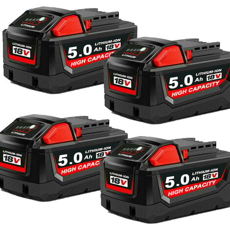 PDSTATION 4x Für Milwaukee M18 Akku M18B5 18V XC 5.0Ah Li-Ion 48-11-1860 48-11-1852