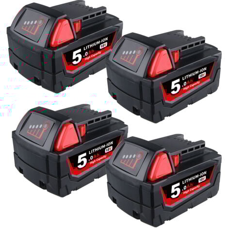 PDSTATION 4x Für Milwaukee M18 Akku M18B5 18V XC 5.0Ah Li-Ion 48-11-1860 48-11-1852