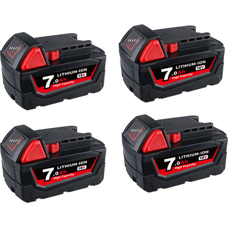 PDSTATION 4x Für Milwaukee M18 Akku M18B6 18V XC 7.0 Ah Li-Ion 48-11-1860 48-11-1852