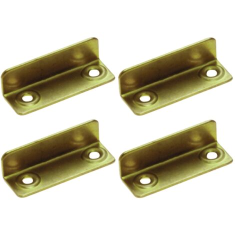 4x Gâche équerre à visser 36 x 10mm en acier finition laitonée Serrure Verrou Porte Meuble Came Batteuse