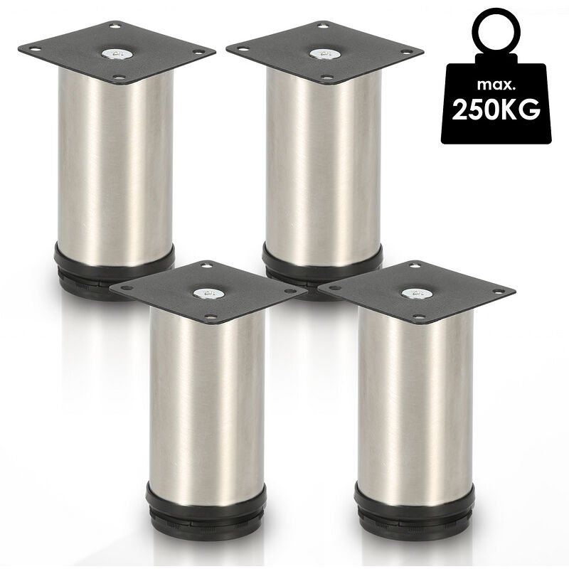 Image of 4X Gambe della mobilia 12CM Gamba di supporto del divano in acciaio inox gamba regolabile dell'armadio Gambe del divano Gambe del letto