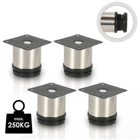 4X Gambe di mobili 8CM Gamba di supporto del divano in acciaio inox regolabile Armadio Gamba di divano Gambe di letto