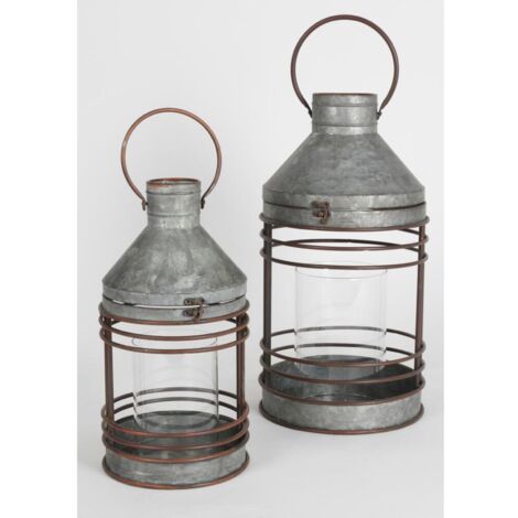 4x Garten Laternen 2er Set Zink Dekoration Beleuchtung Windlichter Balkon Außen