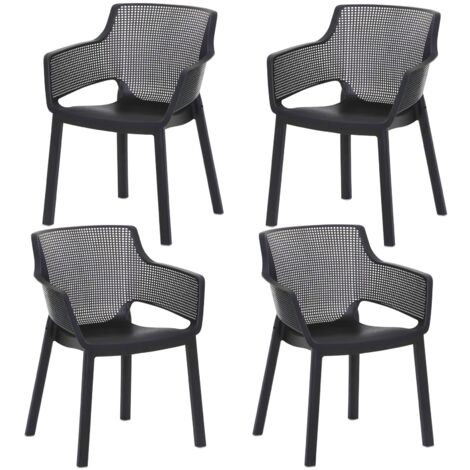 4x Gartenstühle Stapelstuhl "Easy" Terrassenstuhl - Stapelstühle 80cm Balkonstuhl Kunststoff anthrazit stapelbar wetterfest Garten, Terrasse & Balkon