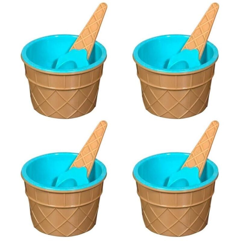 Image of 4x glasschalen mit loffeln - blau