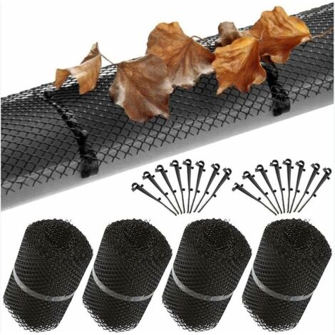ERSANDY ZOLGINAH 4x Grillages de protection pour gouttière avec 60 clips de fixation,16cmx6m