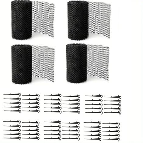 4x Grillages de protection pour gouttière avec 60 clips de fixation,16cmx6m