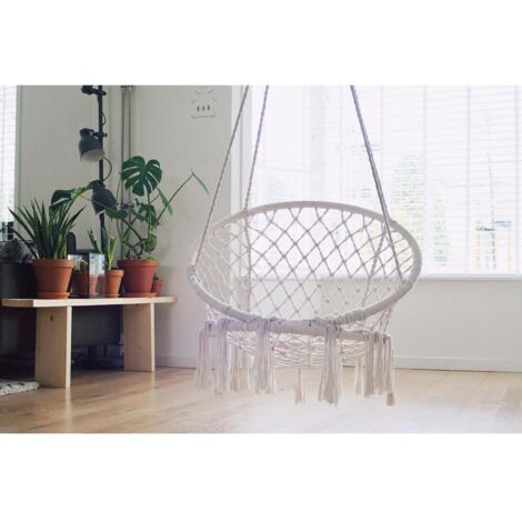 4x Hängesitz 'BOHO' Hängestuhl weiß Hängeschaukel Hängesessel Hängematte