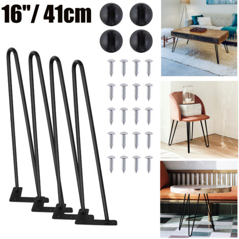 4x Hairpin 16" Tischbeine Tischkufen Haarnadelbeine Tischgestell + Bodenschutz