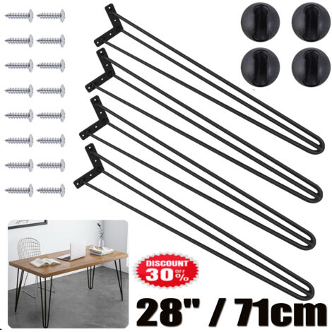 4x Hairpin 28" Tischbeine Tischkufen Haarnadelbeine Tischgestell + Bodenschutz