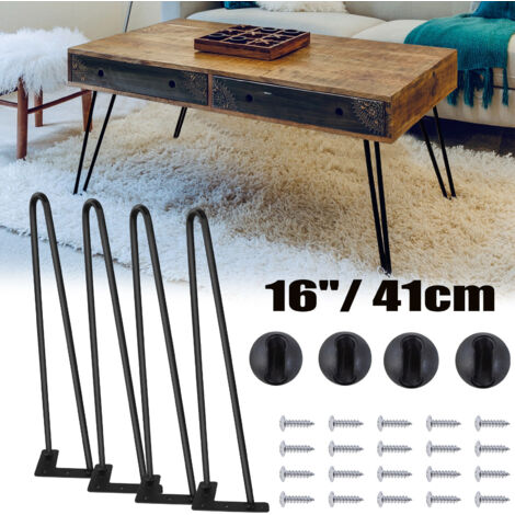 4x Hairpin Legs Hairpins Tischbeine Esstisch 16" mit Bodenschoner und Schrauben