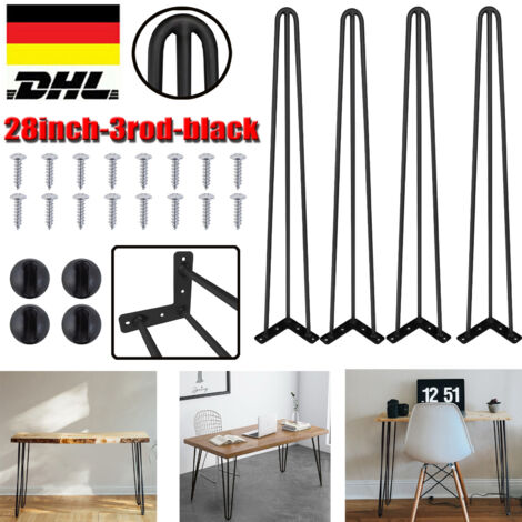 4x Hairpin Legs Hairpins Tischbeine Esstisch 28" mit Bodenschoner und Schrauben