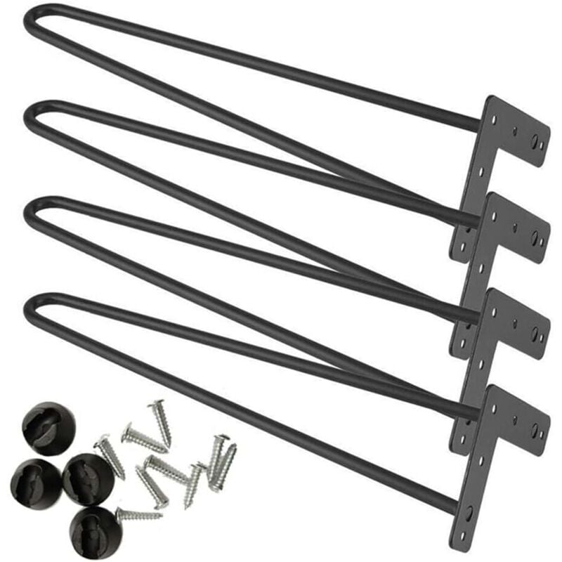 Lucn - 4X Hairpin Legs Pieds de table Pieds de bureau et de table de salle à manger pour table basse et table de chevet, diamètre 10 mm (noir,
