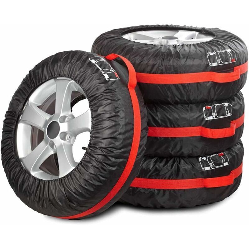 4X Housse de Pneu Voiture - Sac de Rangement et Protection pour Roue de Secours Diamètre 66cm avec Sangle Ajustable et Poignée