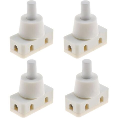 4x Interrupteur à Bouton-poussoir Marche/Arrêt Pressostat Encastré avec Fil et Capuchon à Vis 220V 60HZ 10A pour Lampe de Bureau Refroidisseur d'air Diamètre de Montage Plastique Blanc