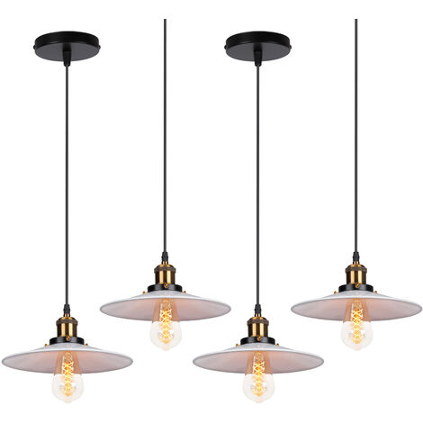 4X Lampada a Sospensione, Lampadario da Soffitto con Ø22cm Paralume, Illuminazione con Bronzo E27 per Cucina Isaland Camera da Letto (Bianco)