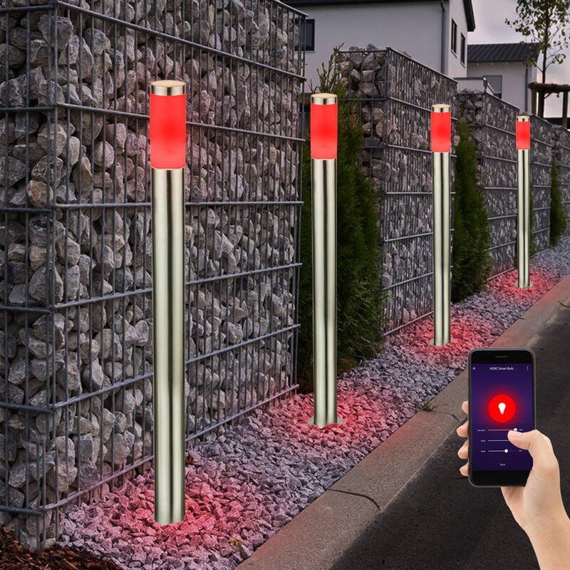 

4x Lámparas de pie para exteriores Smart Home DIMMABLE Alexa Google Home luces en un juego que incluye lámparas LED RGB
