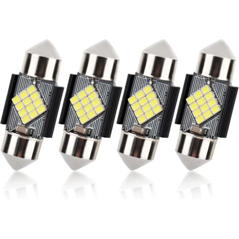 4x LED 31mm 2016 Ampoule LED Dôme Lumière Colorée Anti-erreur DC 12V Voiture Blanche