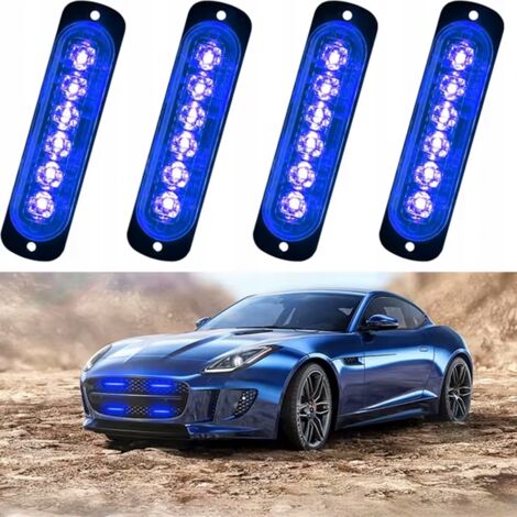 4x LED BLEU FLASH AVERTISSEMENT LAMPE TÉLÉCOMMANDE STROBOSCOPIQUE PROGRAMMES