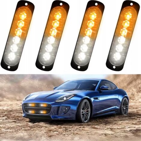 4X LED ORANGE BLANC FLASH AVERTISSEMENT LAMPE 18 PROGRAMMES DE MARQUAGE