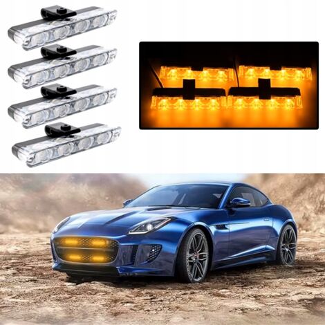 4x LED ORANGE FLASH AVERTISSEMENT LAMPE STROBOSCOPIQUE TÉLÉCOMMANDE DANS LE PARE-CHOCS