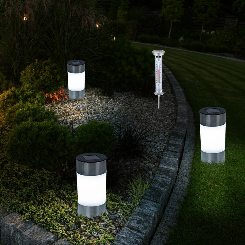 Image of Etc-shop - 4x led spina solare luci termometro per esterni giardino terrazzi illuminazione terra spike cortile lampade