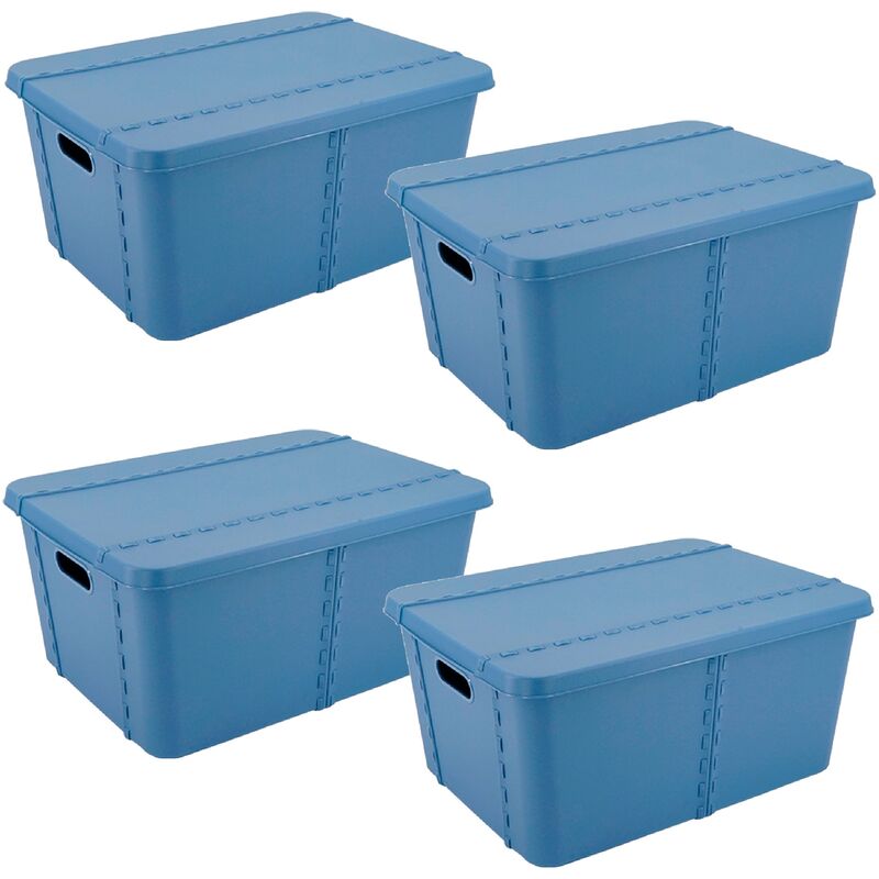 4x Life Story Boîte de rangement avec couvercle Small, 15 l, Violet - Rose - Sp Berner