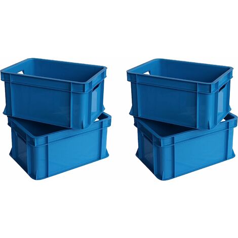 4x Mini caisse rangement plastique Bleu ARTECSIS / 11L - 35x24x18cm / Bac plastique - Rangement Bureau Buanderie Cuisine - Bleu