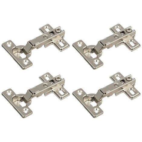 4x Mini charnière invisible angle d'ouverture 95° avec embase H0 pour pose en applique sans amortissement Placard Cuisine Salle de bain Fixation Complète Ouverture Fermeture Plaque Réglable Ajustable