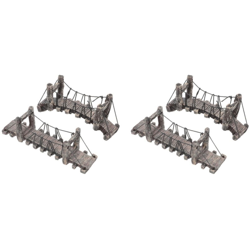 4x Mini Pont Staute Pont en Arc en Bois avec Balustrades Bricolage Rocaille Bonsaï Pot de Plante Mousse Micro Aménagement Paysager Ornements de Jardin