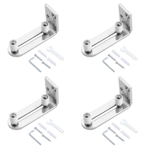 4X Modern Chrome Sliding Barn Door Floor Guide Ball Bearings Adjustable Stay Roller Wall Mounted System for All Door Size