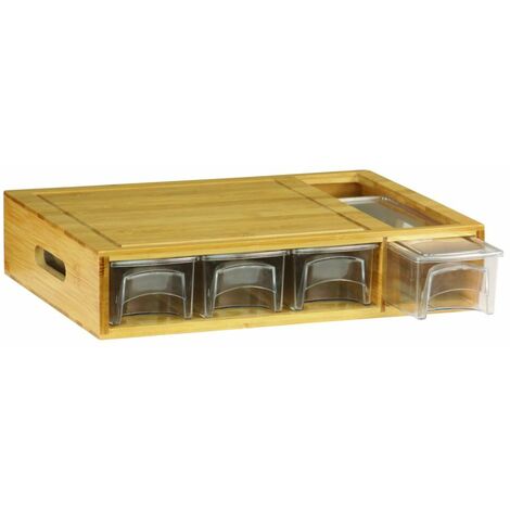 4x Multifunktions Schneidebretter Bambus Küche Küchenhelfer Organizer Kochen Set