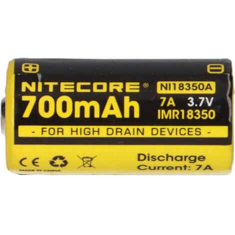 4x Nitecore Li-Ion Akku Typ 18350 IMR (NI18350A) 700mAh für Leuchten