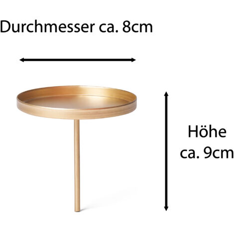 4x Novaliv Kerzenständer Kerzenpick, Kerzenpin, Kerzenhalter, 4x Flach 8 cm Gold